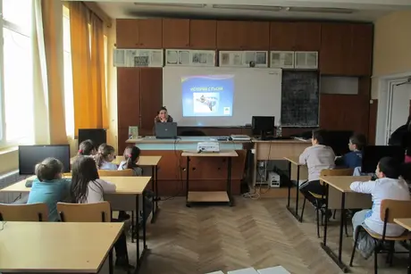 Презентация за червеногушите гъси с деца от училището в гр. Шабла